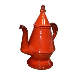 Vintage Metlox Poppytrail Red Rooster‎ Teapot USA Farmhouse Country Kitchen GUC